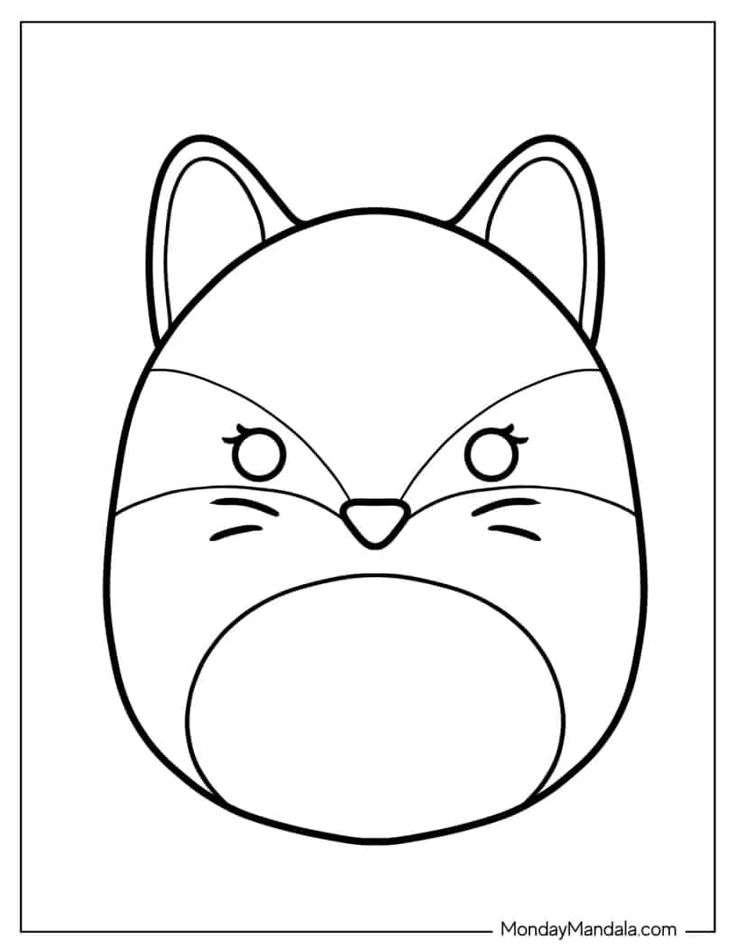 Squishmallow coloring pages free pdf printables coloring pages cute coloring pages fox drawing easy
