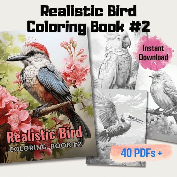 Realistic bird coloring book detailed design bird grayscale coloring pages perfect gift for all ages instant download printable pdf