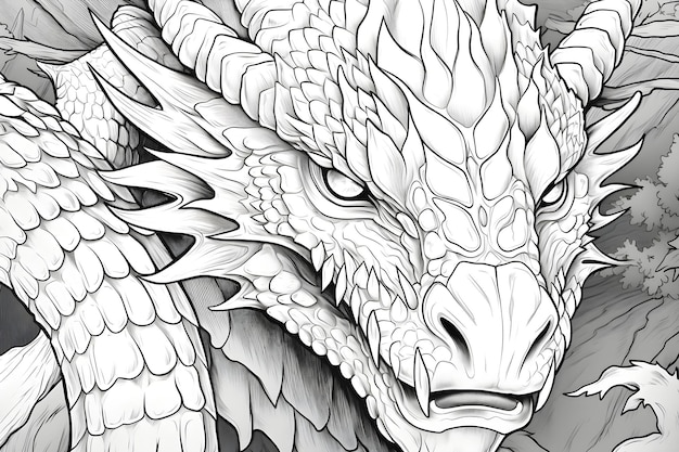 Premium ai image dragon coloring sheet