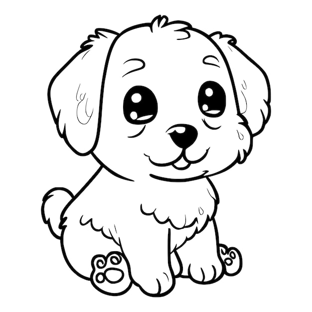 Premium vector cute puppy coloring pages for kids and toddlers