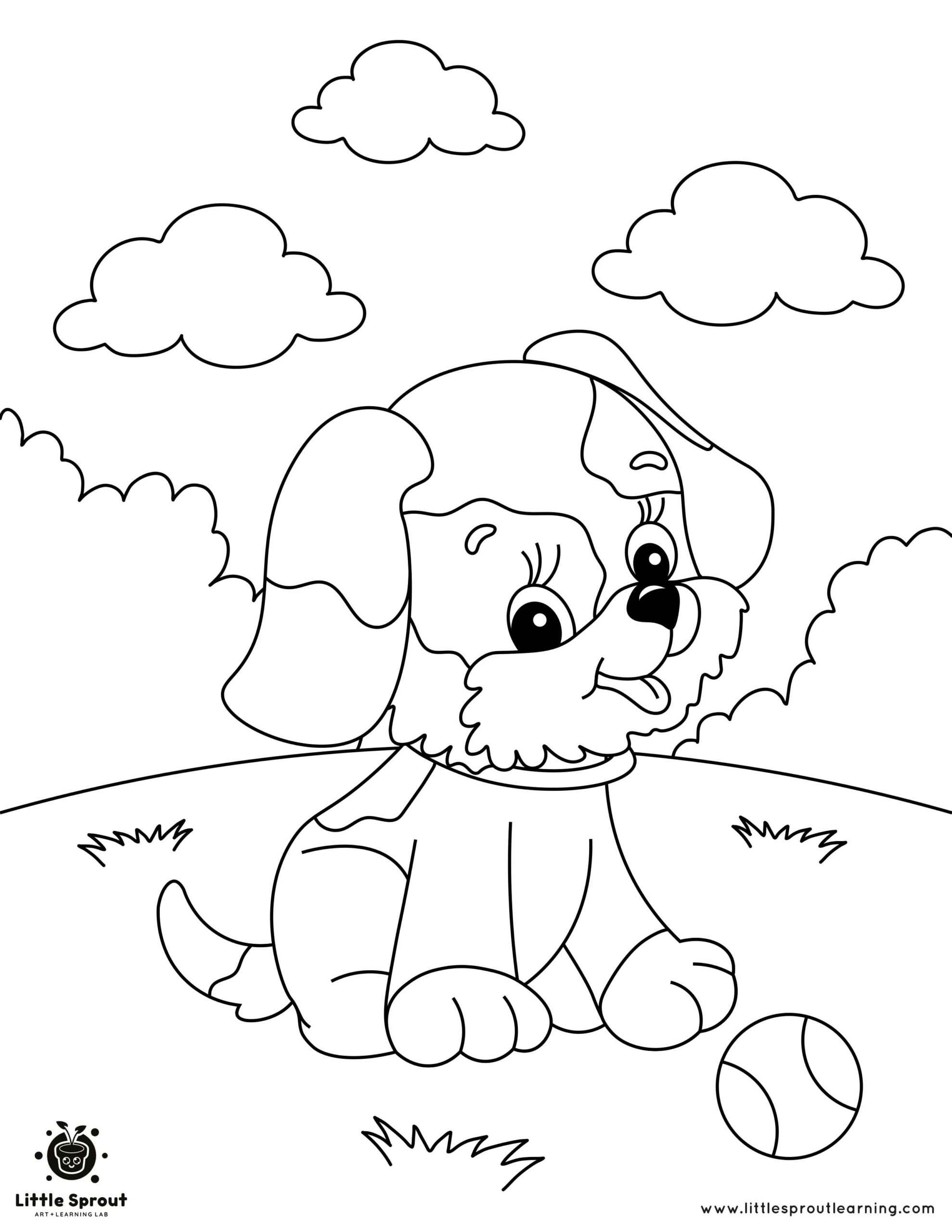 Best puppy coloring page little sprout art