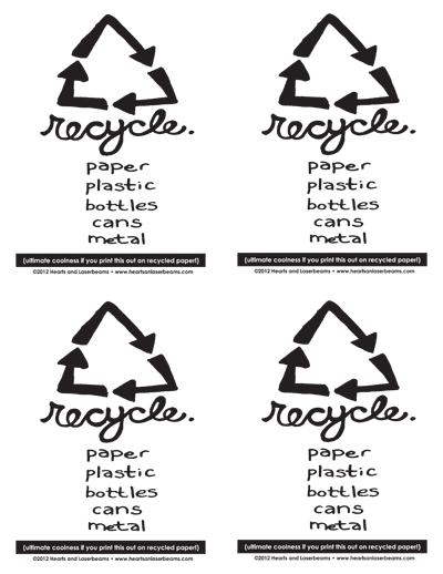 Free printables sorting garbage recycle bin sign