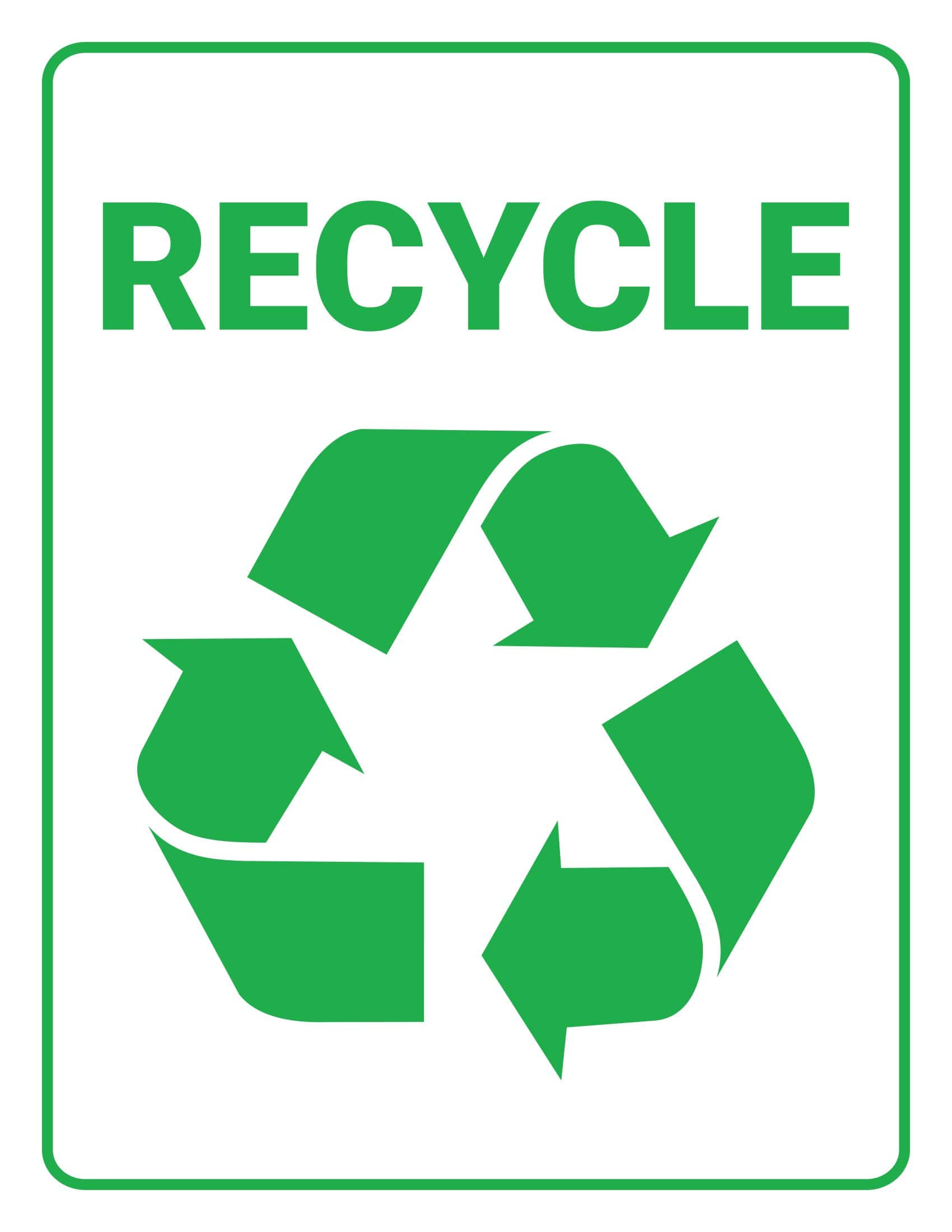 Free printable recycle sign templates pdf trash can