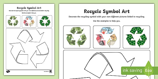 Recycle symbol template printable resources