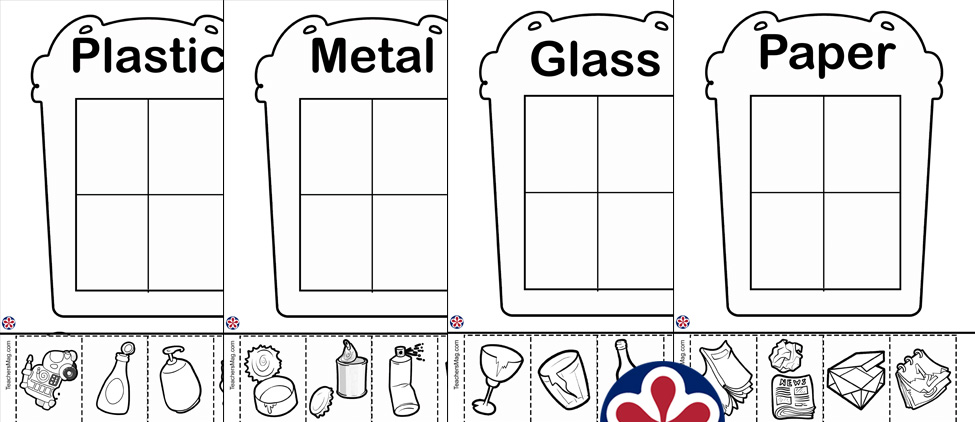 Recycling sorting activity and worksheets