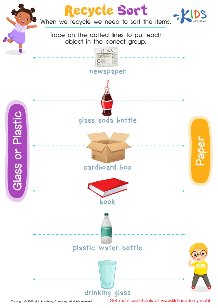 Recycle sort worksheet free printable pdf for kids
