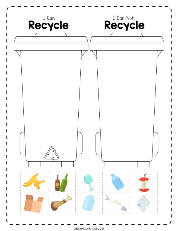 Recycling worksheets for kids pdf printable