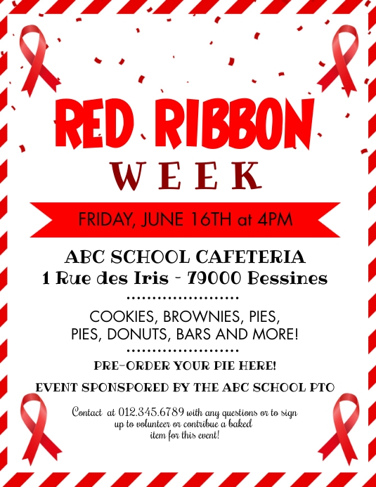 Red ribbon week flyer template