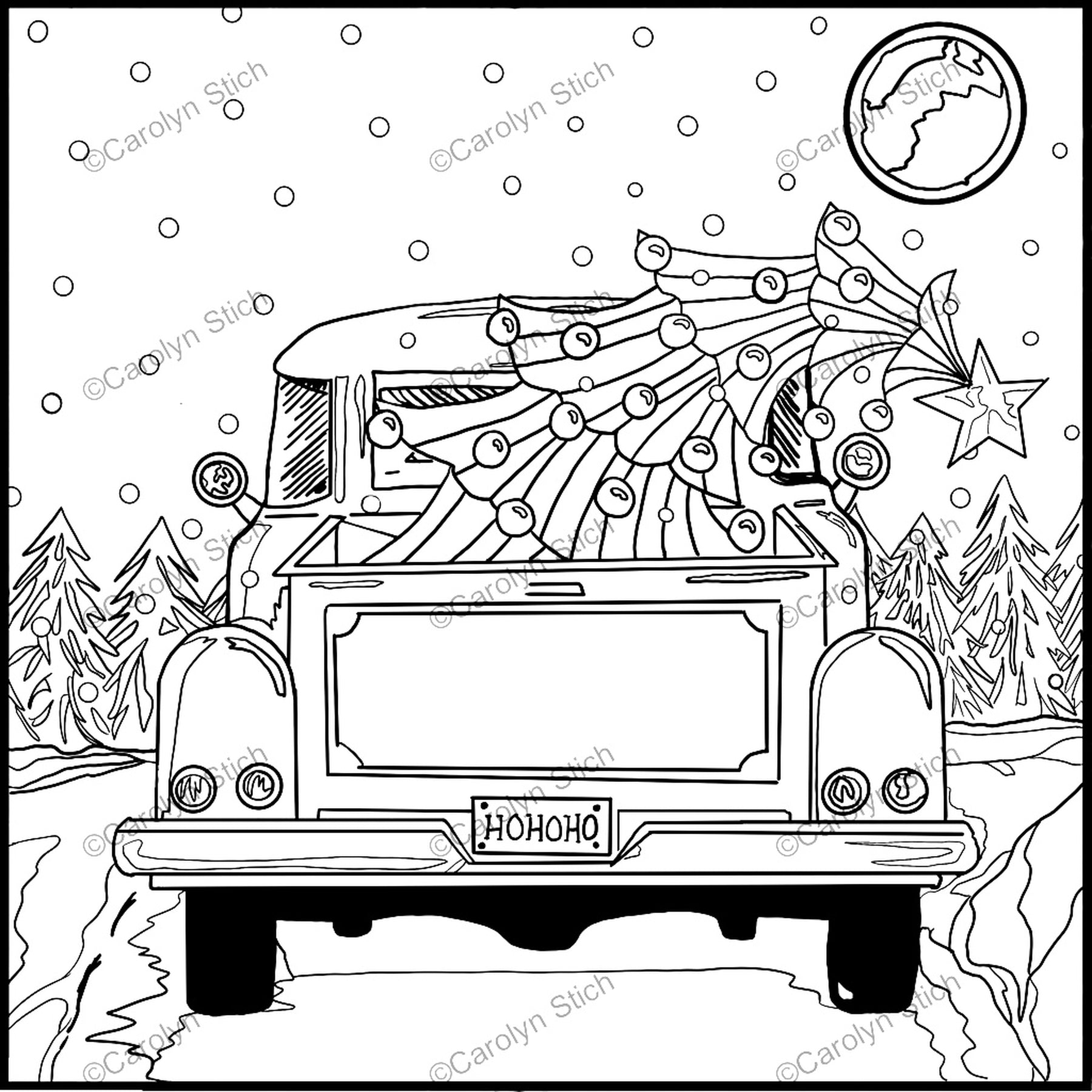 Rug hooking pattern red christmas truck css