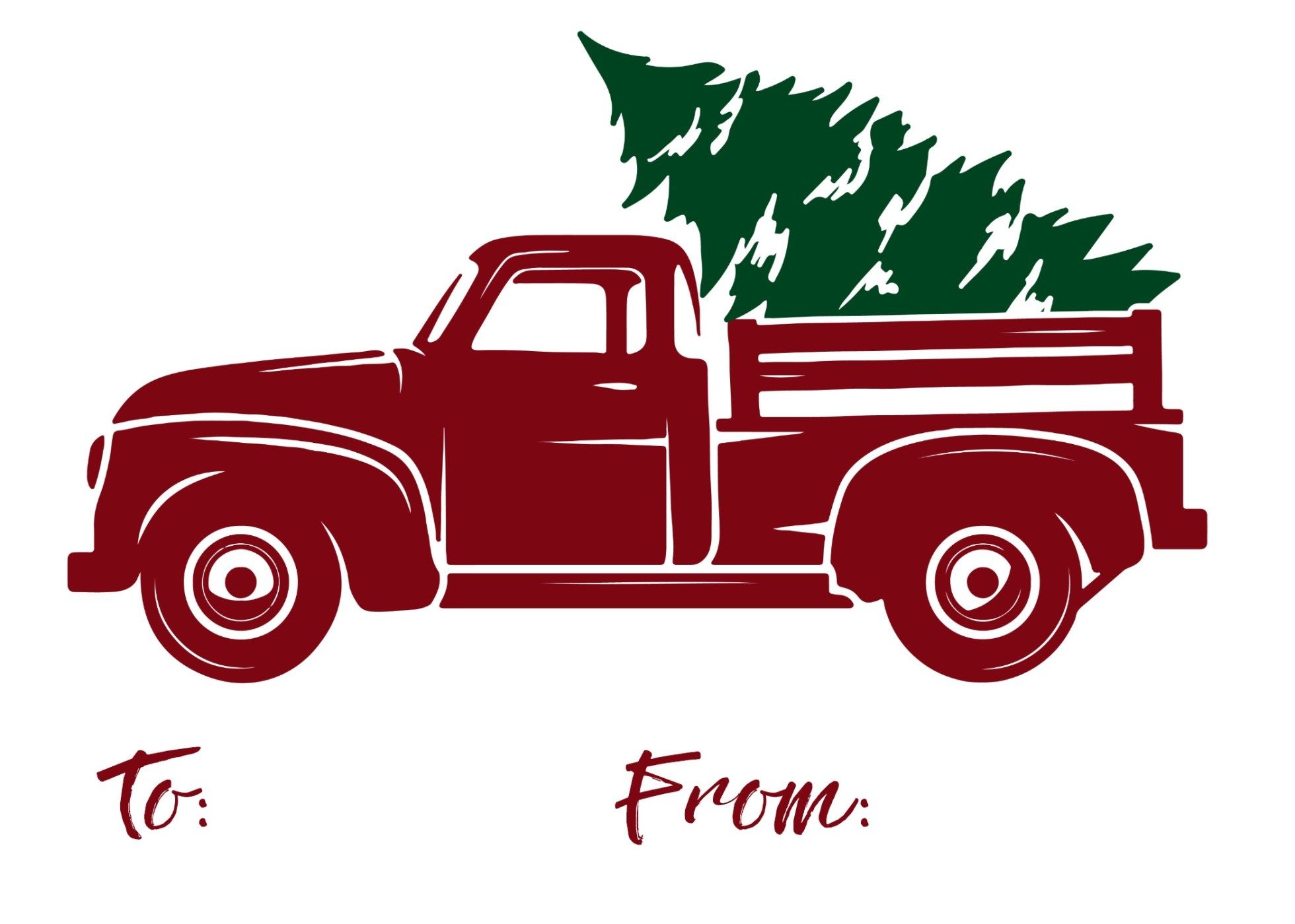 Free printable red truck christmas gift tags