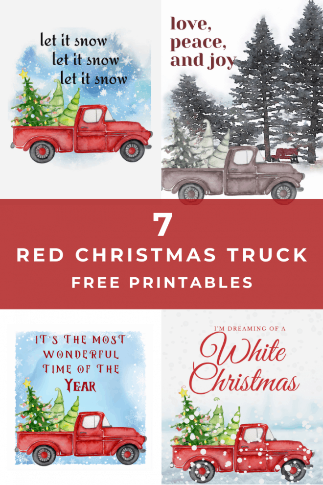 Free red christmas truck printables