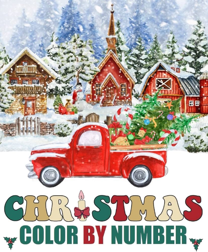 Christmas color by number adult coloring book large print color by numbers of winter christmas holiday scenes rivers ivy books