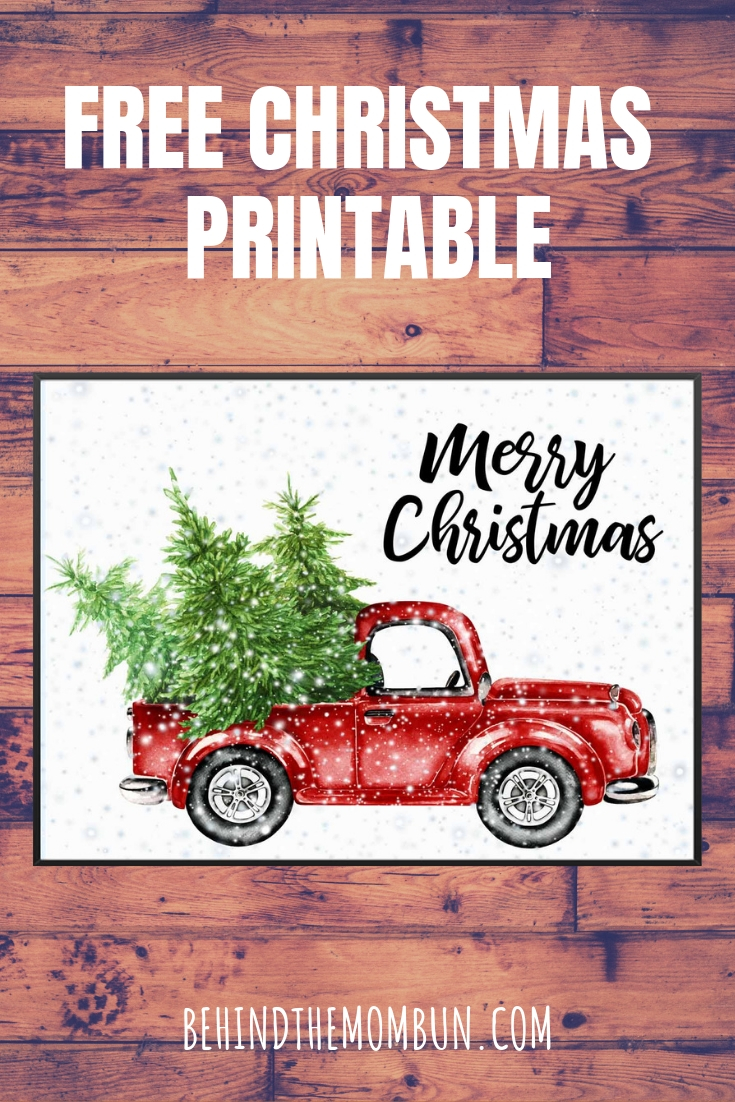 Little red truck merry christmas printable
