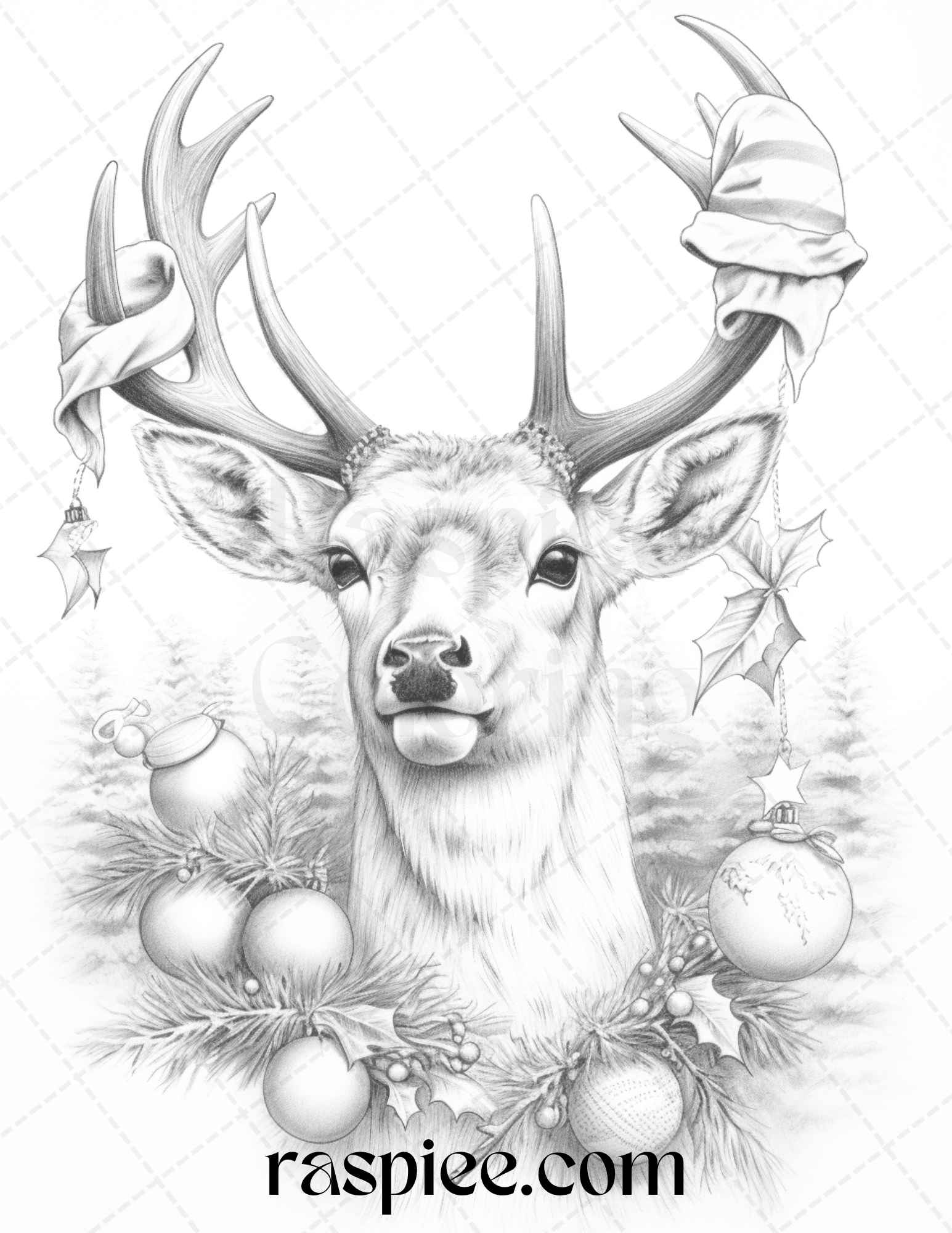 Merry christmas grayscale coloring pages printable for adults pdf â coloring