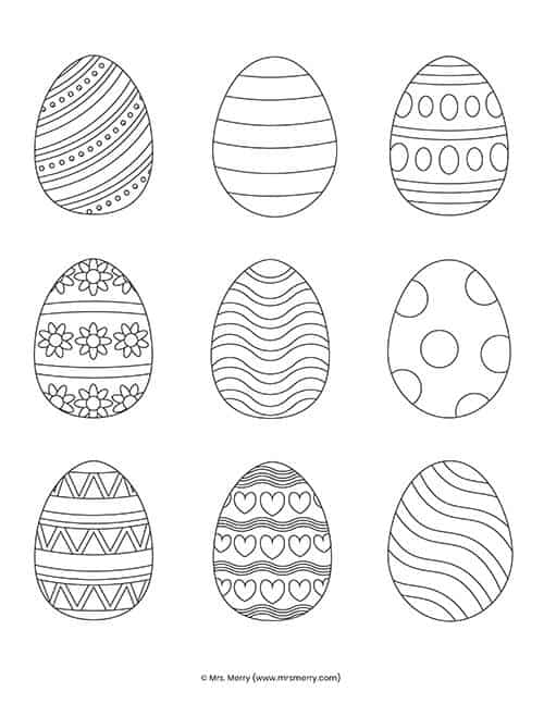Easter eggs coloring pages free printable mrs merry