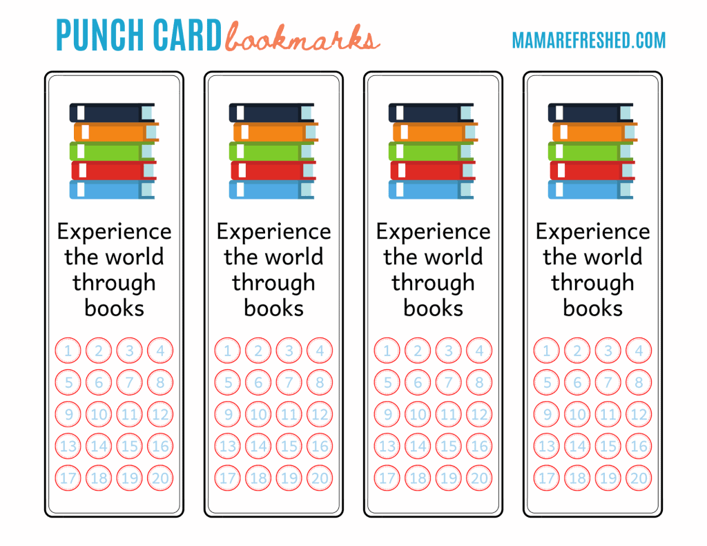 Punch card bookmarks free printable mama refreshed