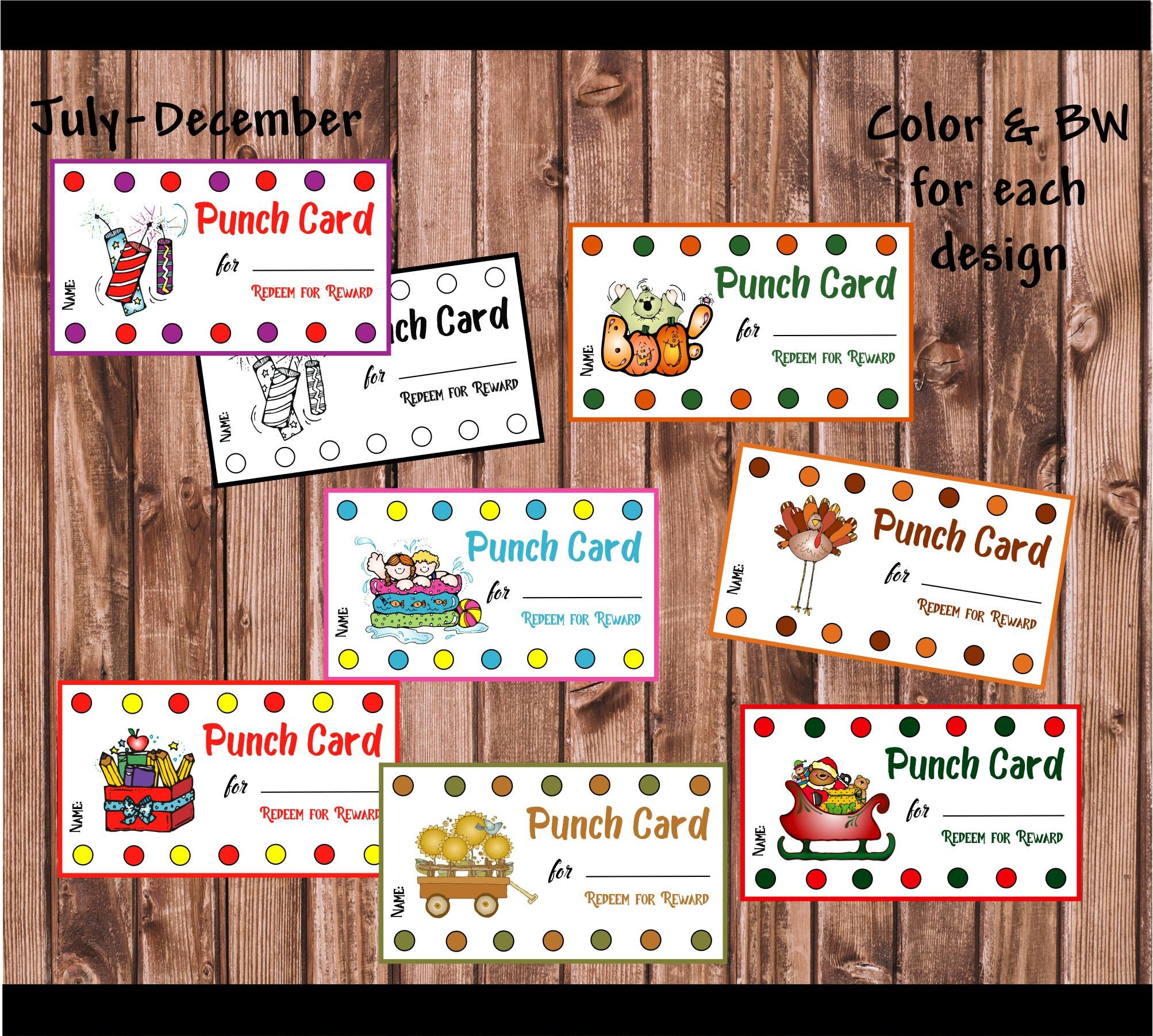 Holiday punch card templates