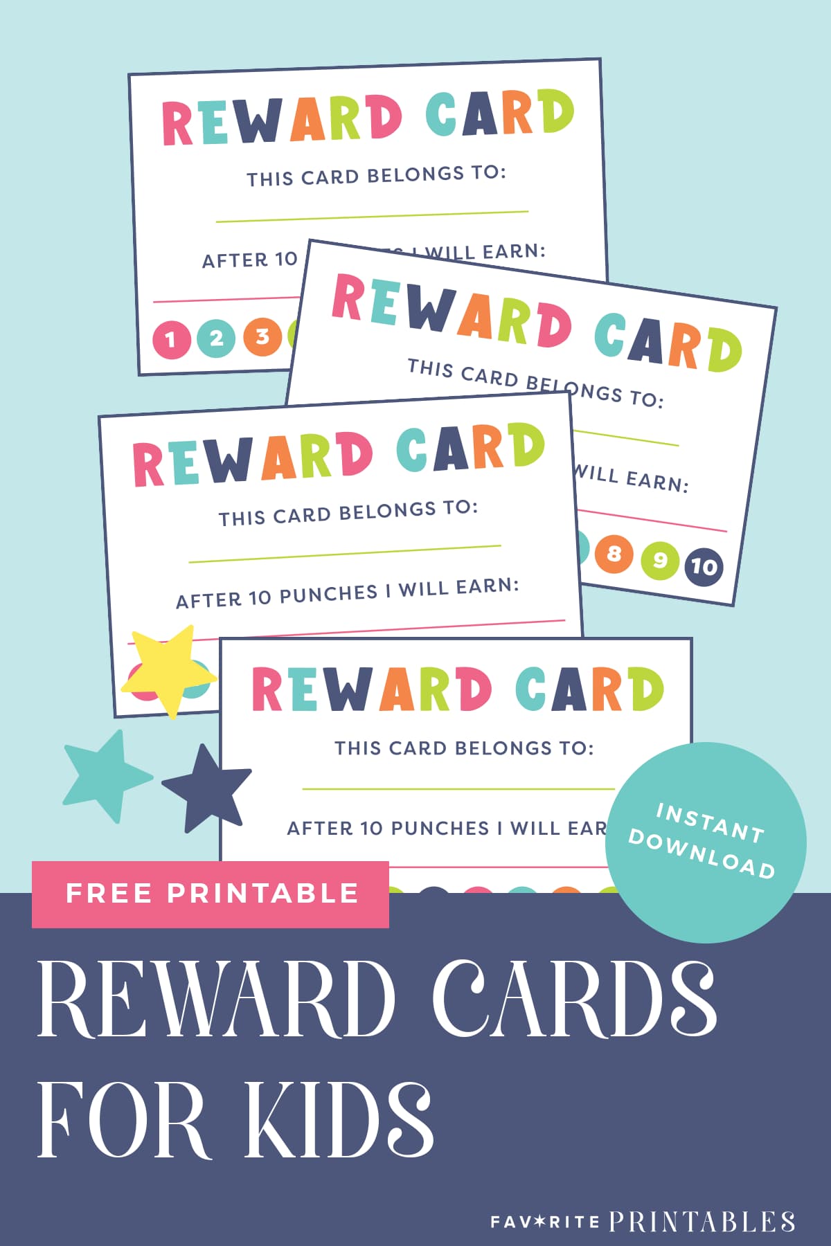 Free printable reward punch cards for kids