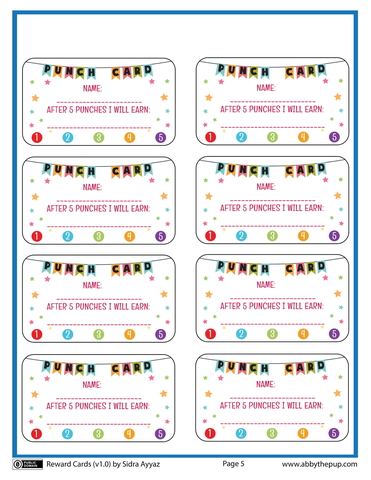 Punch reward cards free printable papercraft templates