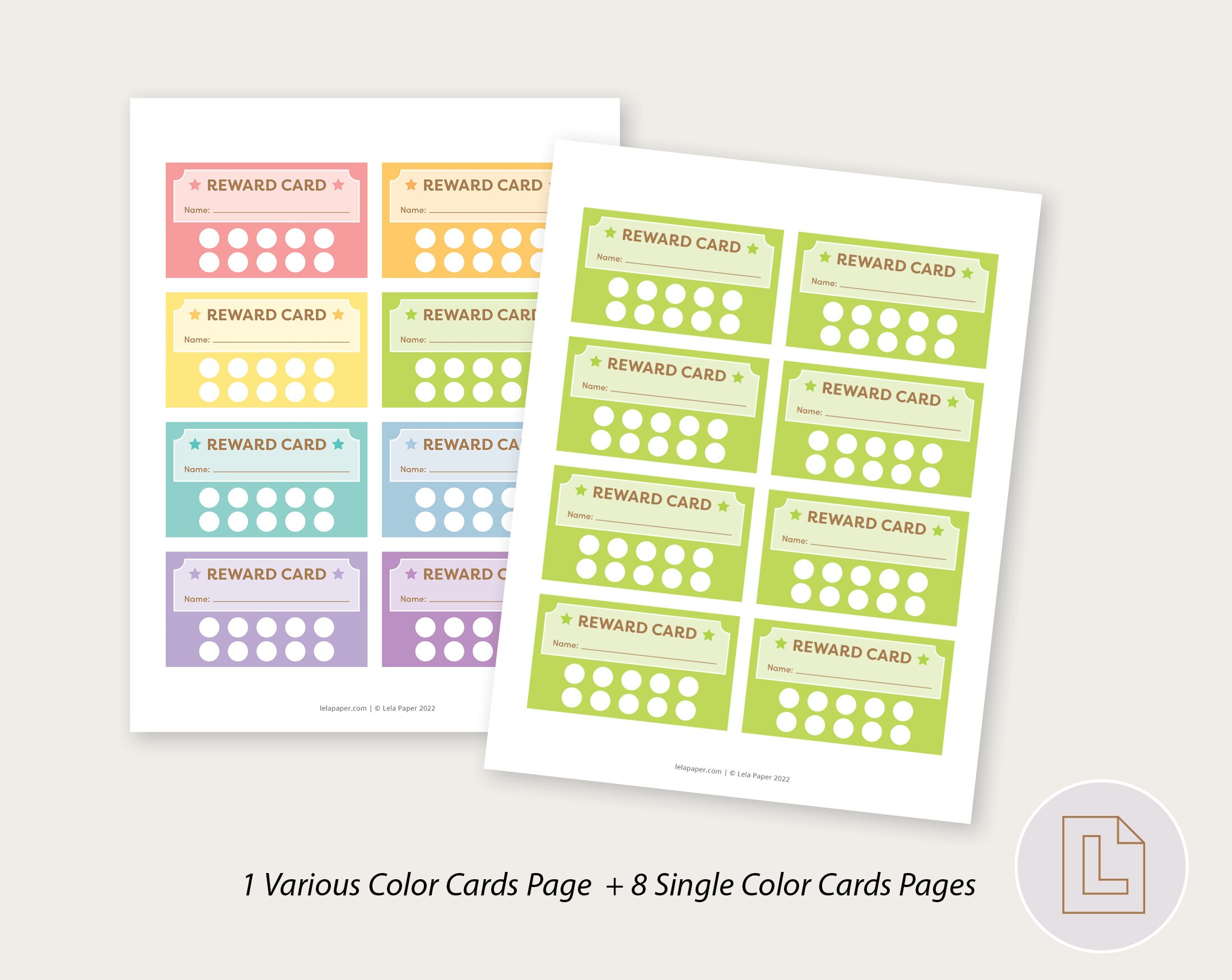 Kids rewards card printable punch card reward system responsibility chore chart card reward incentive coupon rainbow cards for class