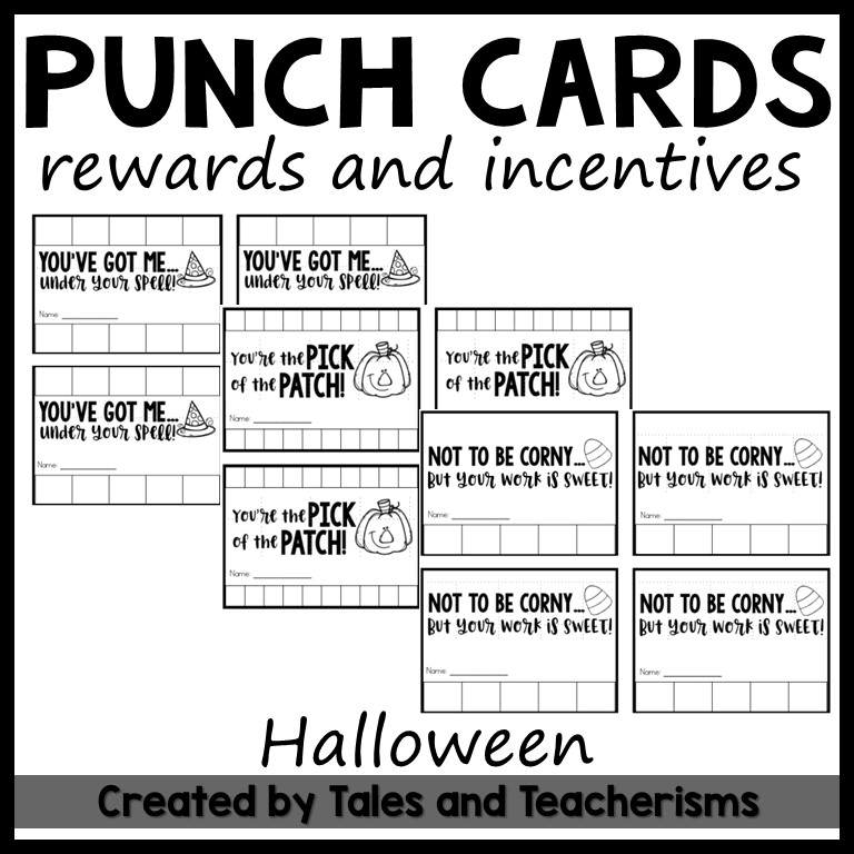 Punch cards for rewards and incentives fall halloween holiday themed options made by teachers