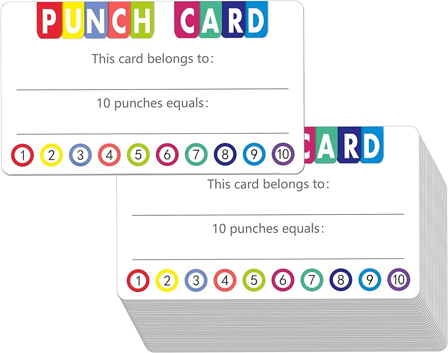 Pcs punch cards incentive loyalty reward card for classroom business x health household