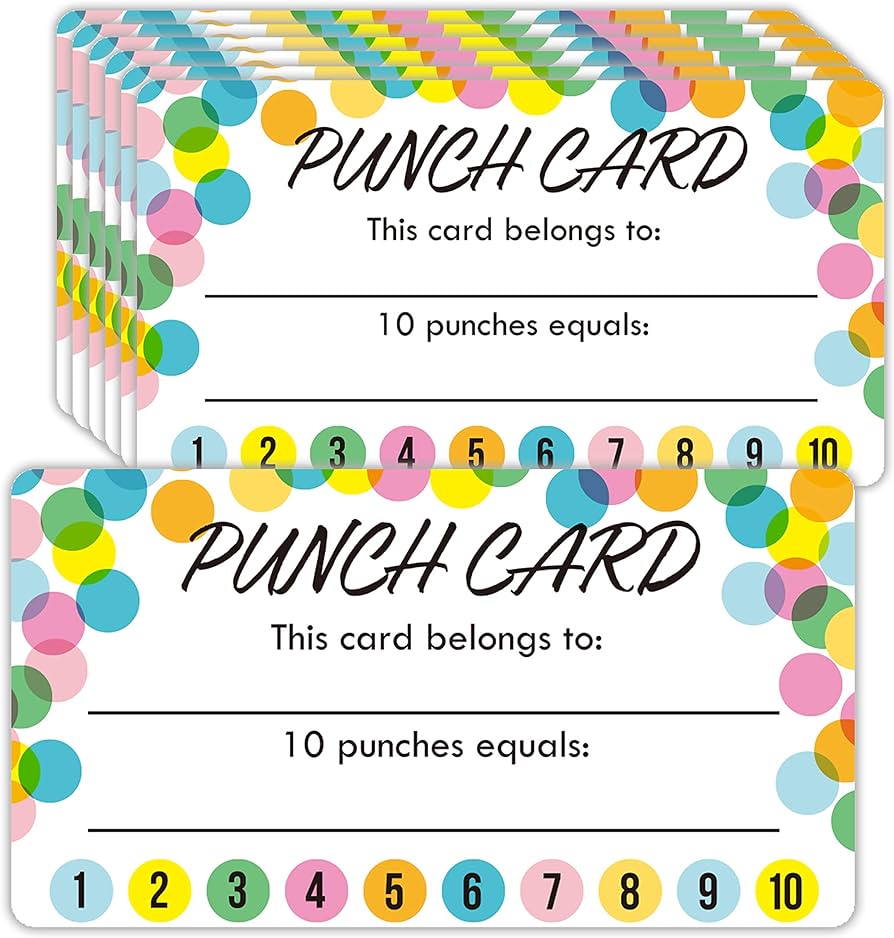Youngever punch cards pack incentive loyalty reward card for classroom business kids students teachers inch x inch office products