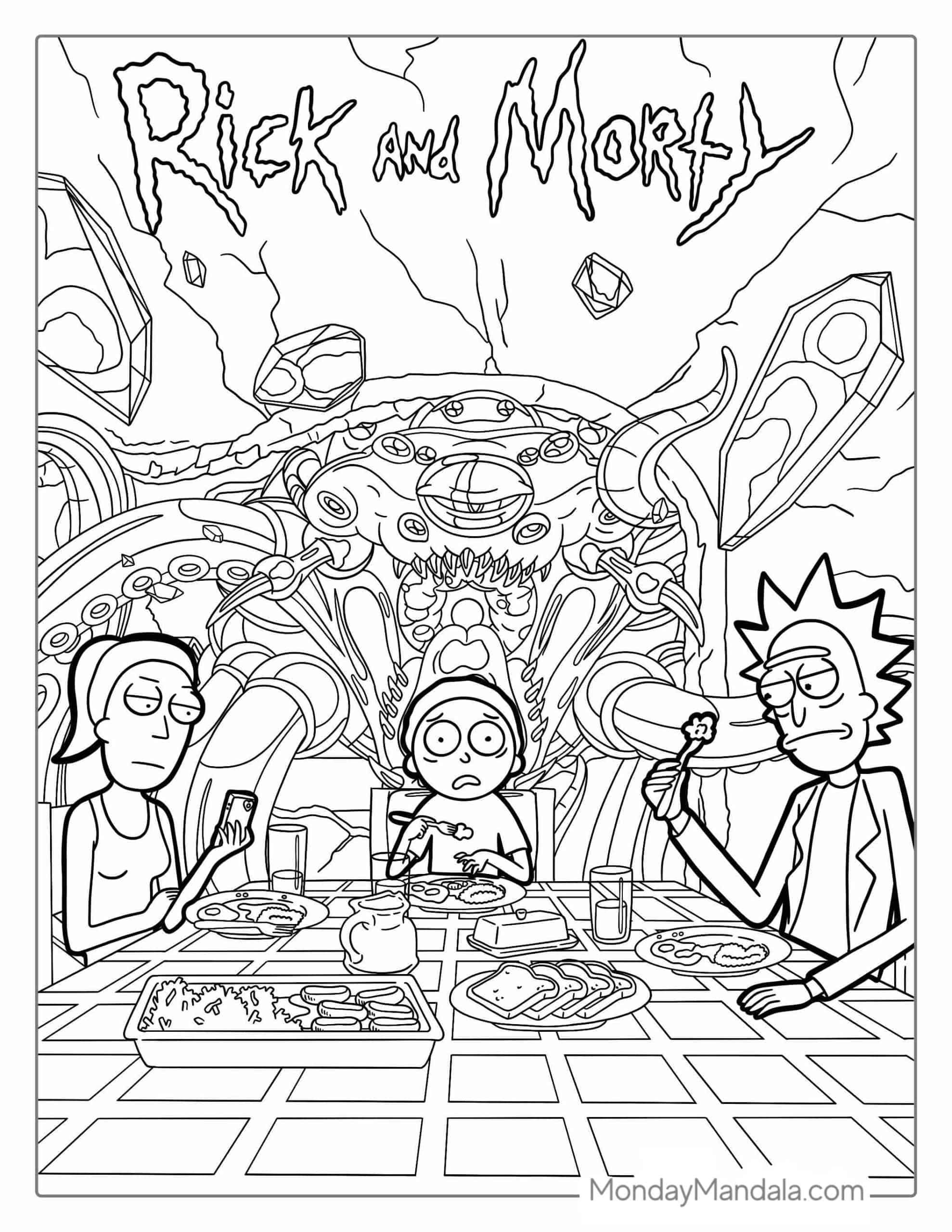 Rick and morty coloring pages free pdf printables coloring pages rick and morty free cartoon movies