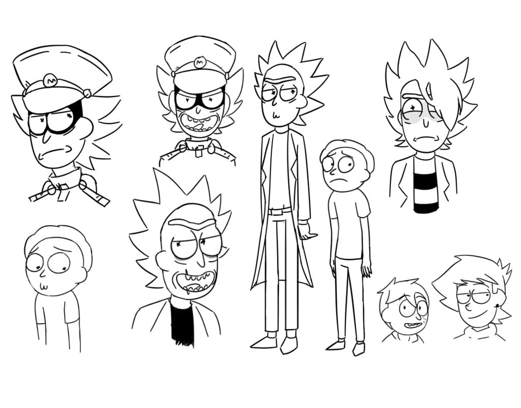 Printable rick and morty coloring page