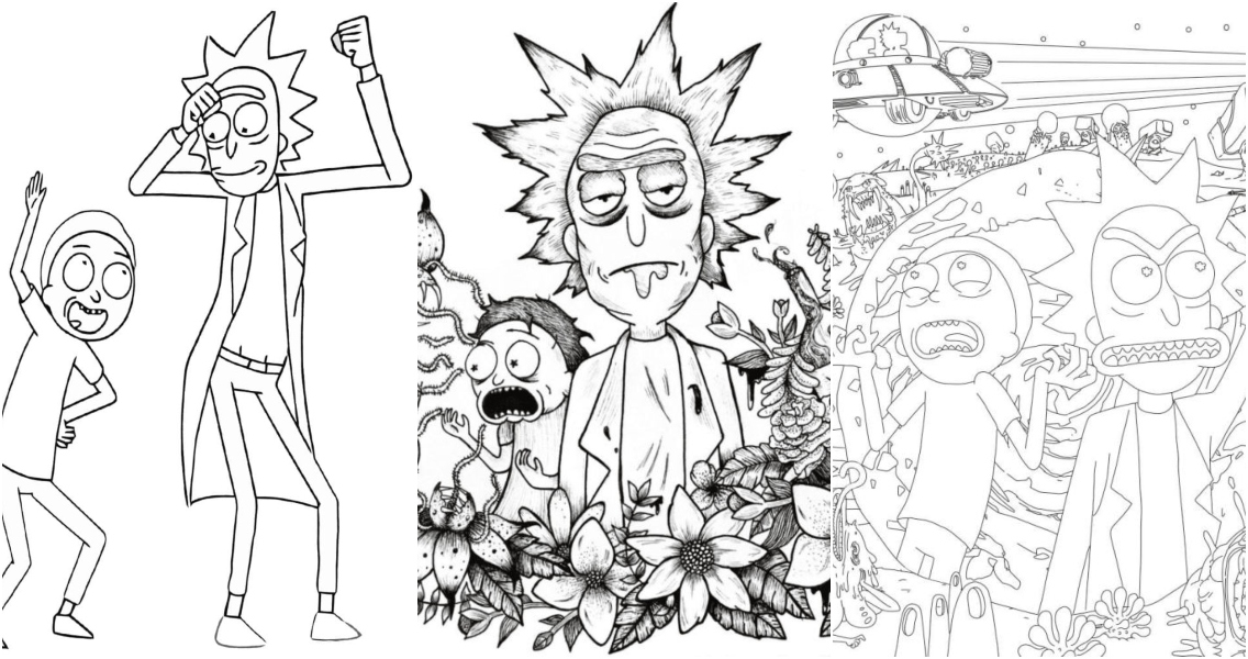 Free rick and morty coloring pages for kids and adults