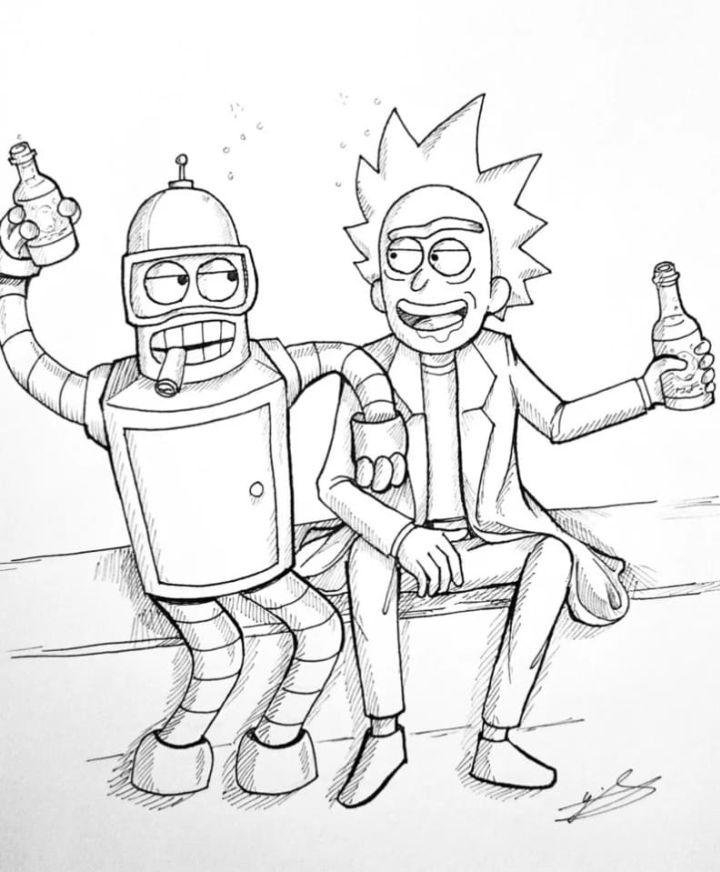 Free rick and morty coloring pages for kids and adults