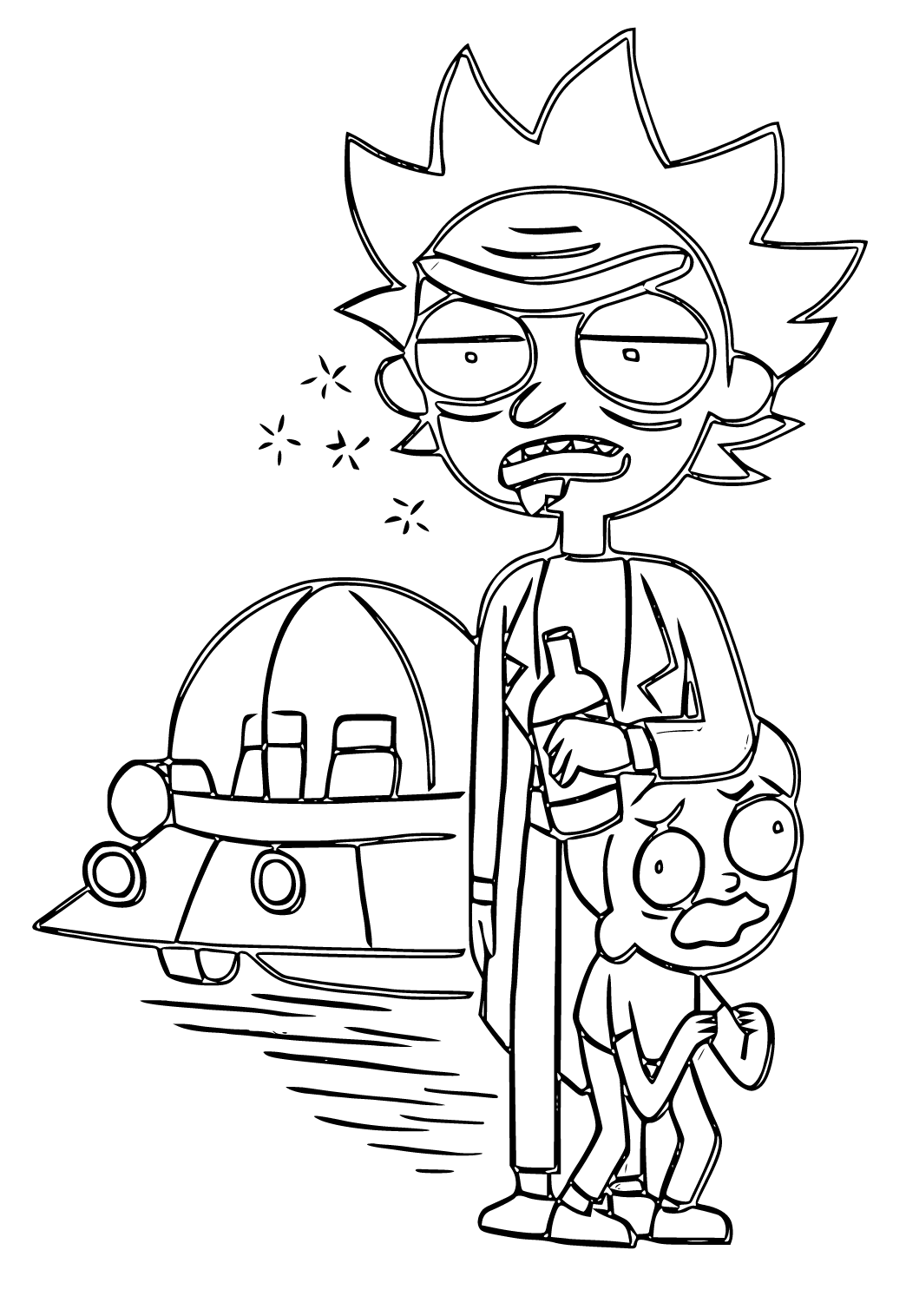 Free printable rick and morty ship coloring page for adults and kids