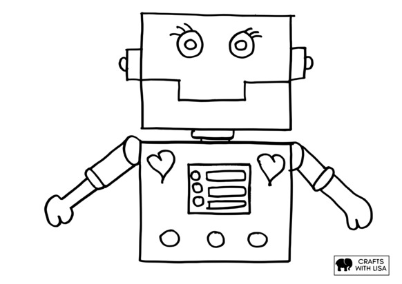 Robot heart coloring page