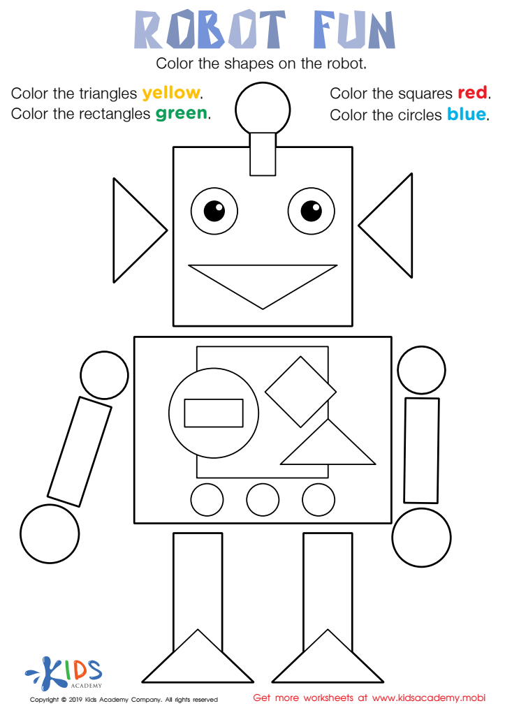 Robot fun worksheet free printout for kids