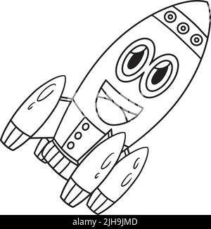 Rocket coloring page vehicle illustration stock vector image art