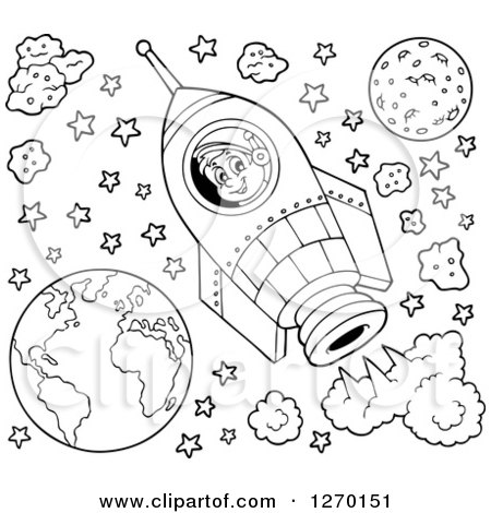 Clipart of a black and white astronaut