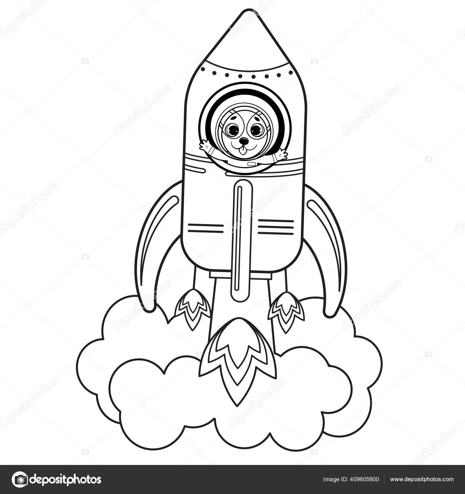 Coloring page outline cartoon spaceship animal vector image white background stock vector by elenaparshina