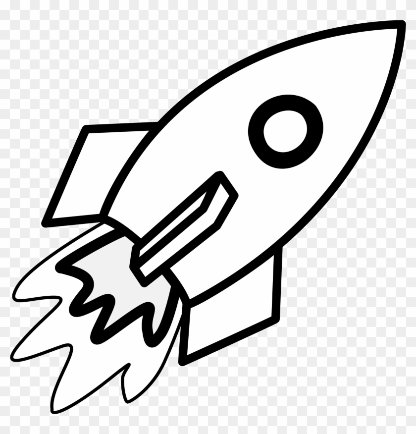 Rocket clipart black and white