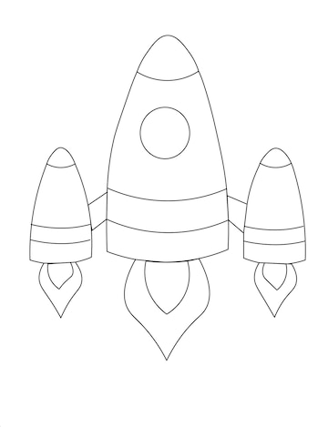 Premium vector rocket ship coloring page for kids