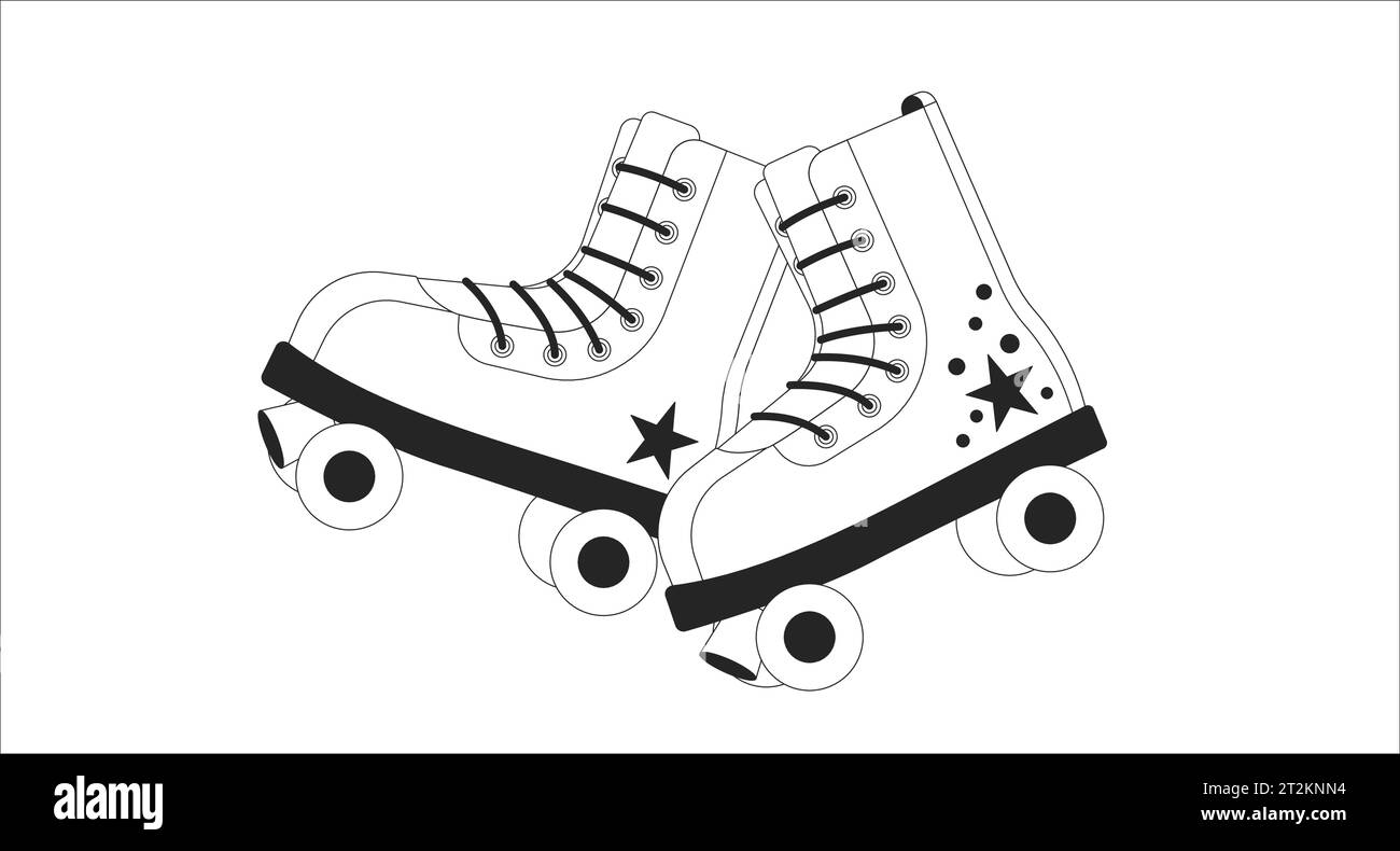 Old fashioned roller skates black and white lofi wallpaper stock vector image art