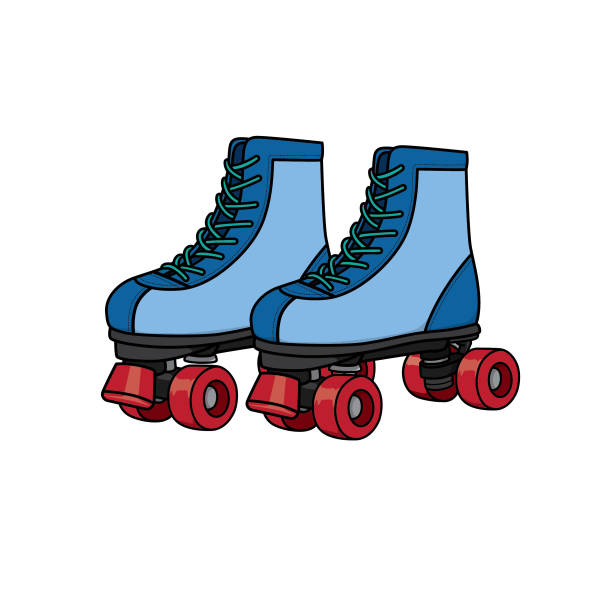 Vector illustration of roller skates isolated on white background clothing costumes and accessories concept cartoon characters education and school kids coloring page printable activity worksheet flashcard stock illustration