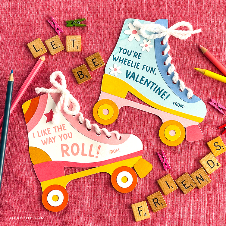 Roller skate valentines diy template