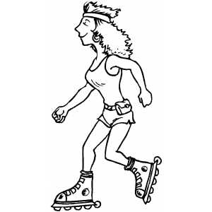 Woman inline skating coloring sheet