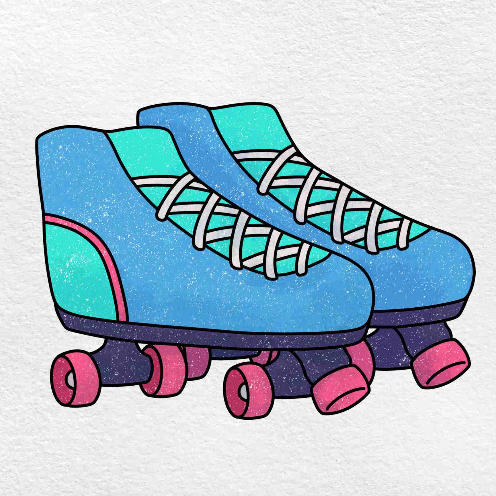 Draw roller skates