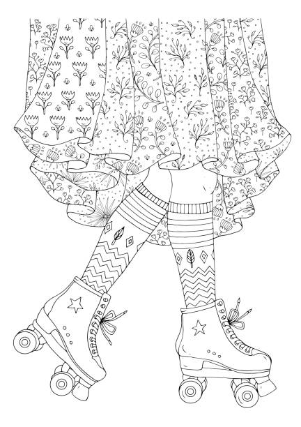Skateboard coloring pages stock illustrations royalty