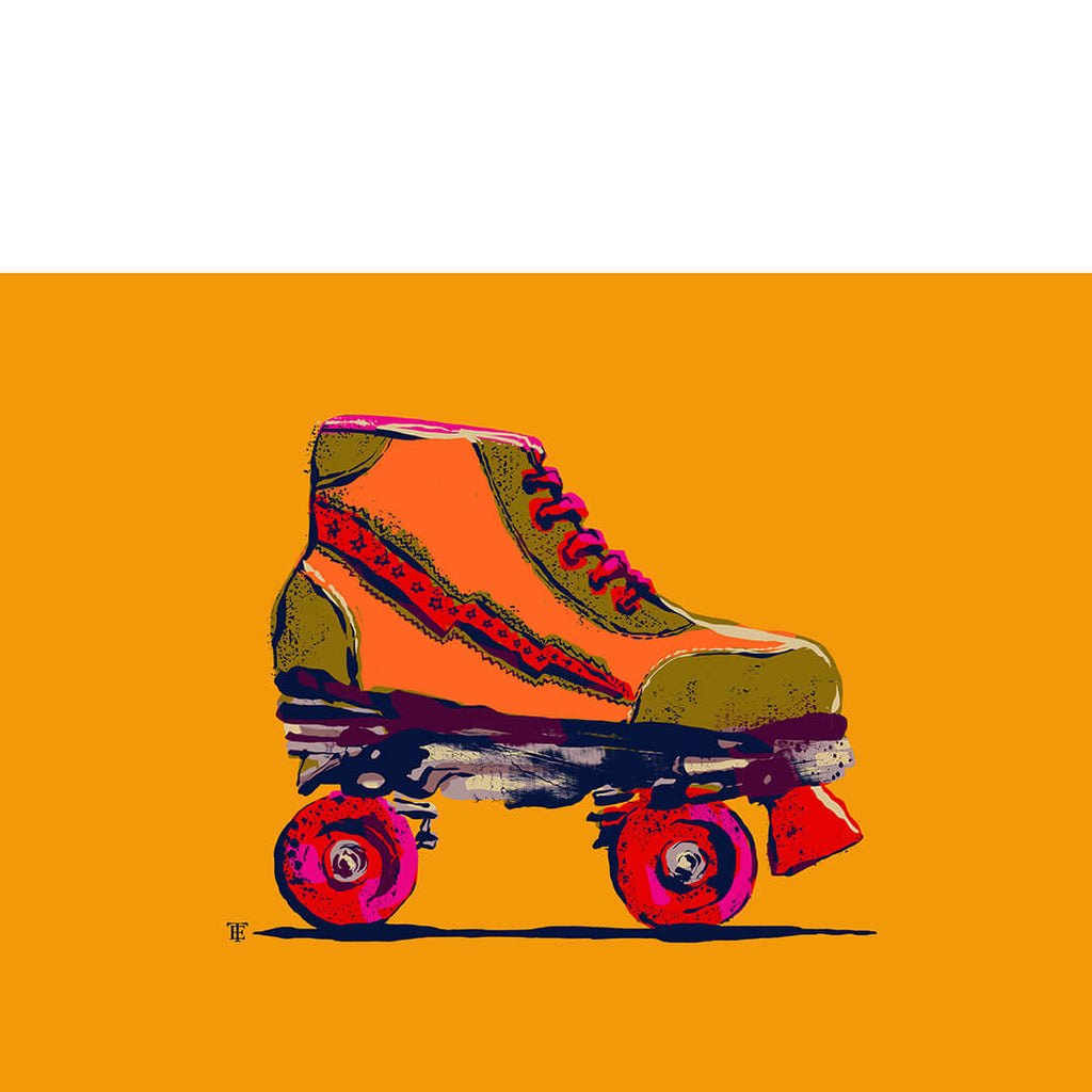 Retro roller skates art print art for cool kids rooms
