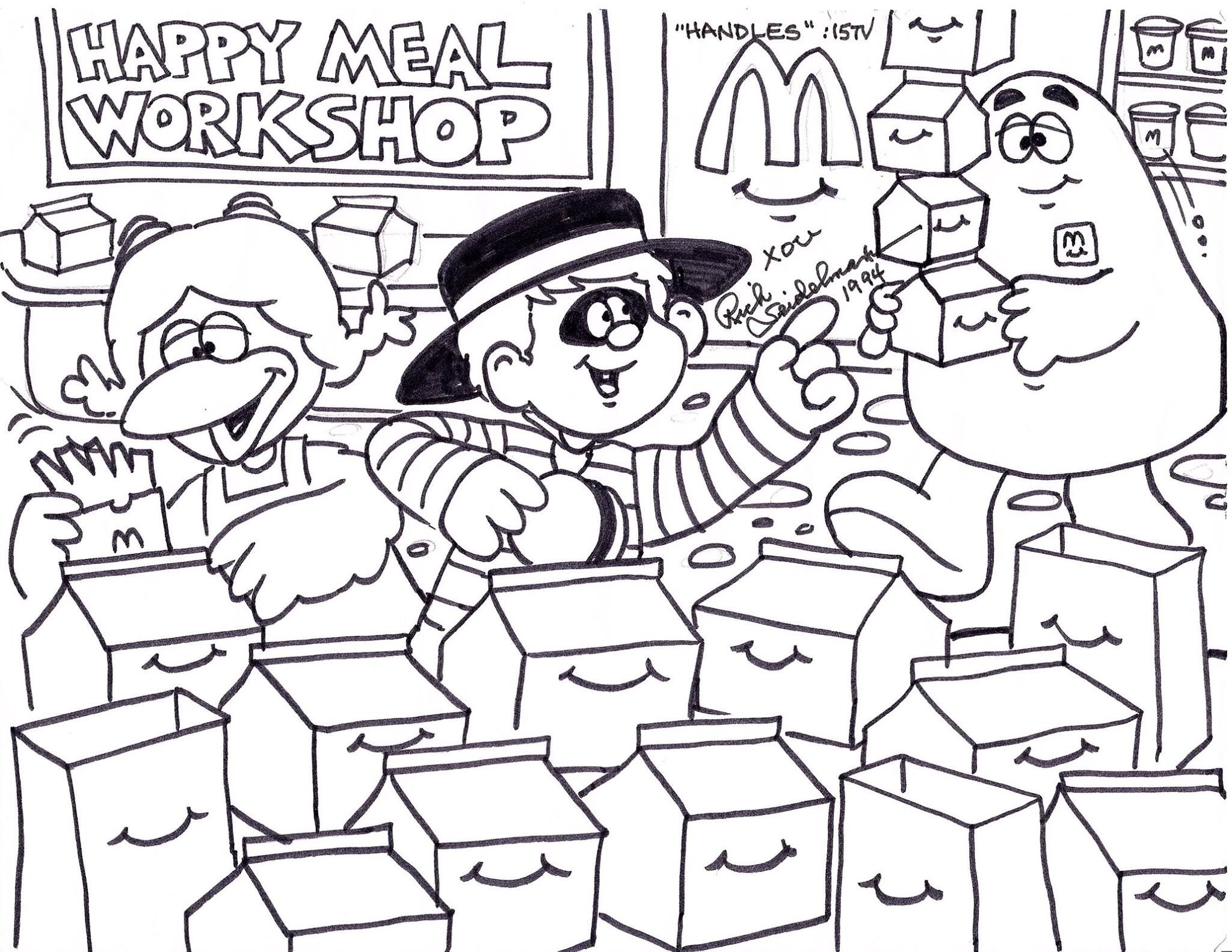 Birdie hamburglar and grimace are very busy filling happy meal boxes in the workshop all they neeâ coloring books coloring book pages coloring pages for kids