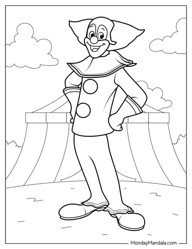 Clown coloring pages free pdf printables