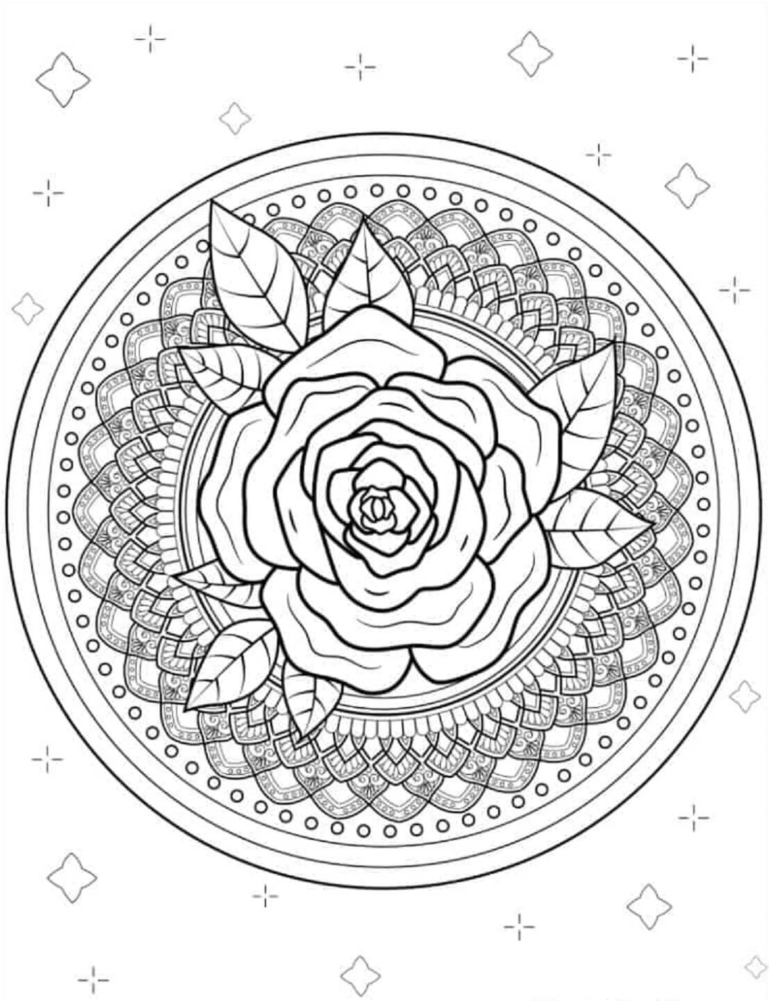 Rose mandala coloring pages