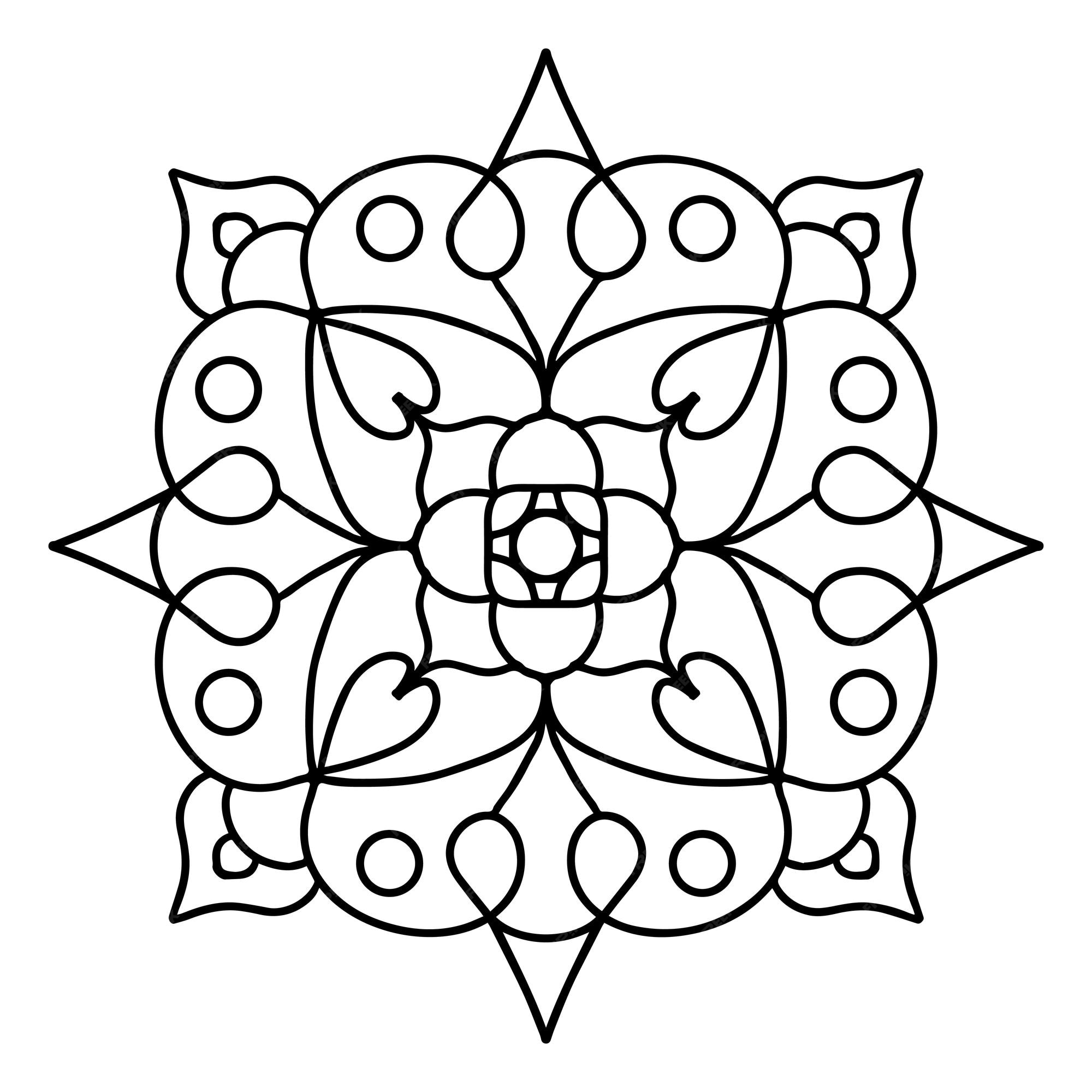 Premium vector mandala elegant rose adult coloring book page